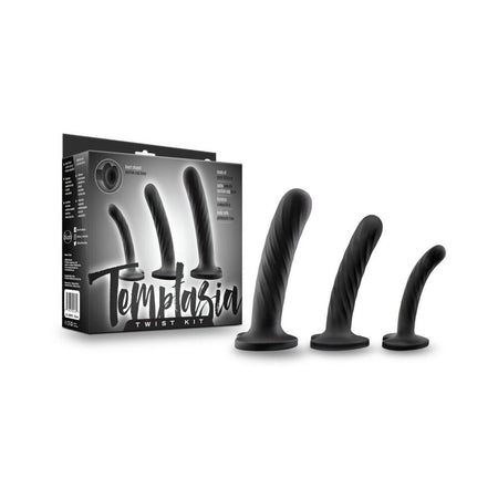 Blush Temptasia Twist Kit 3-Piece Silicone Dildo Set Black - Zateo Joy