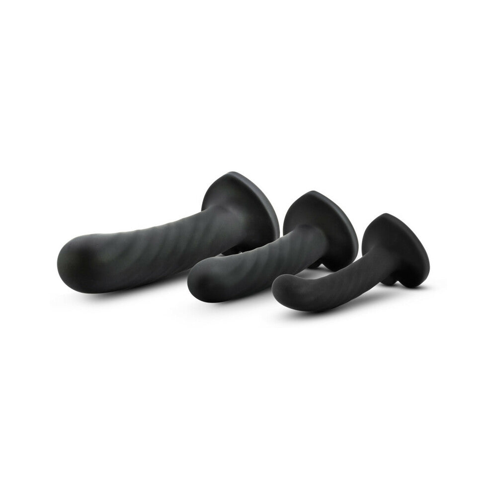 Blush Temptasia Twist Kit 3-Piece Silicone Dildo Set Black - Zateo Joy