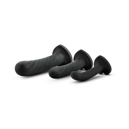 Blush Temptasia Twist Kit 3-Piece Silicone Dildo Set Black - Zateo Joy