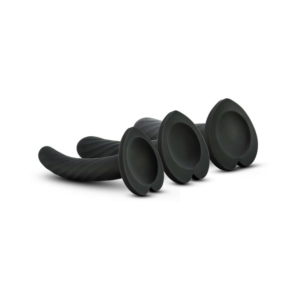 Blush Temptasia Twist Kit 3-Piece Silicone Dildo Set Black - Zateo Joy