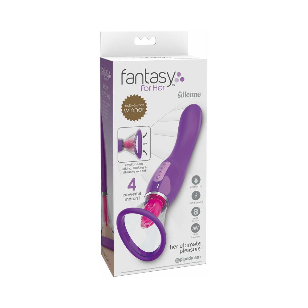 Pipedream Fantasy For Her Her Ultimate Pleasure Dual-Ended Vibrator With Licking Suction Purple - Zateo Joy