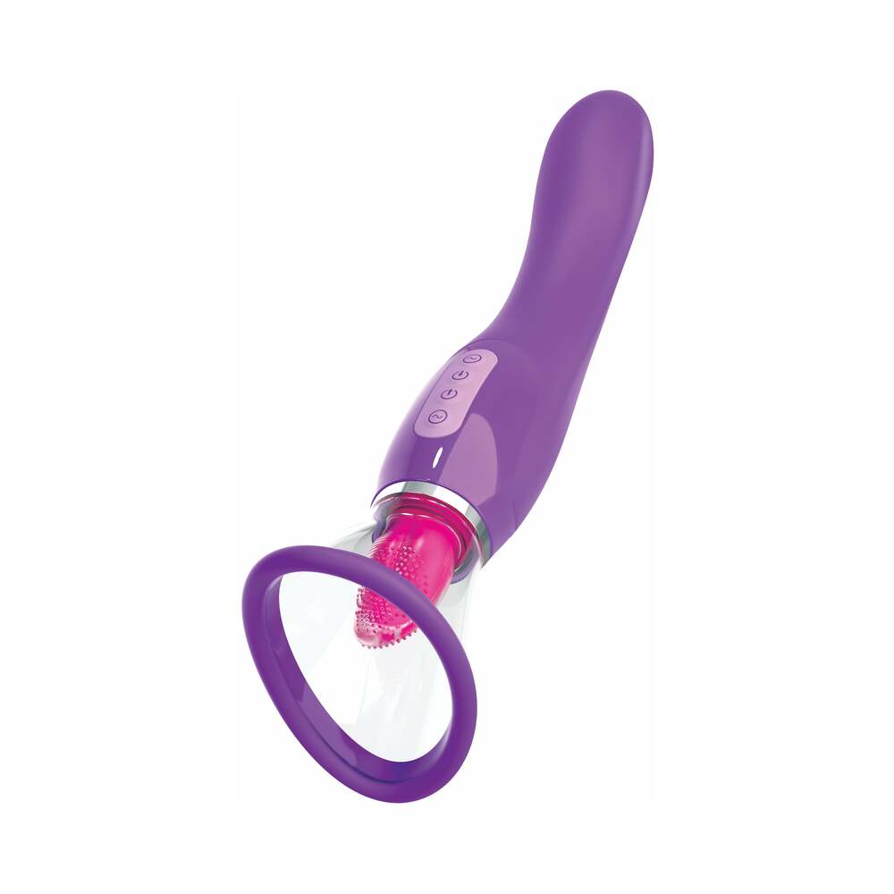 Pipedream Fantasy For Her Her Ultimate Pleasure Dual-Ended Vibrator With Licking Suction Purple - Zateo Joy