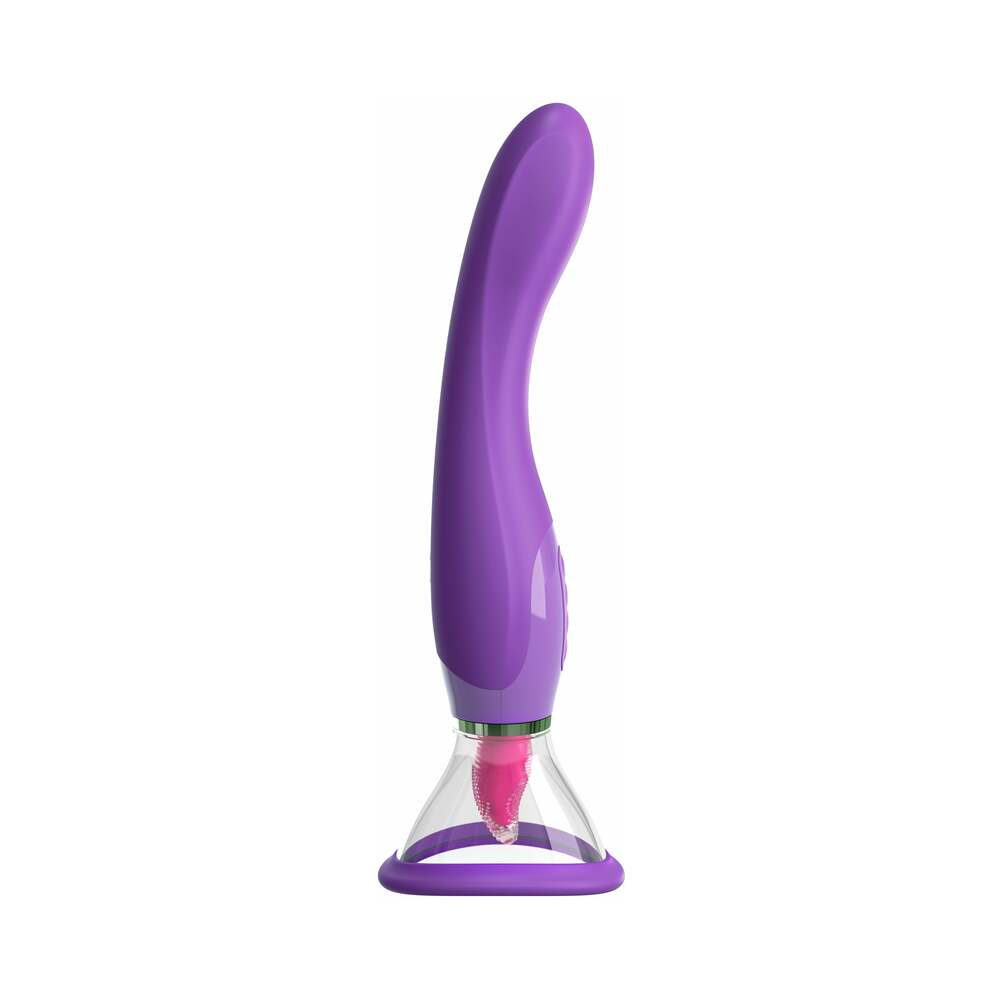 Pipedream Fantasy For Her Her Ultimate Pleasure Dual-Ended Vibrator With Licking Suction Purple - Zateo Joy