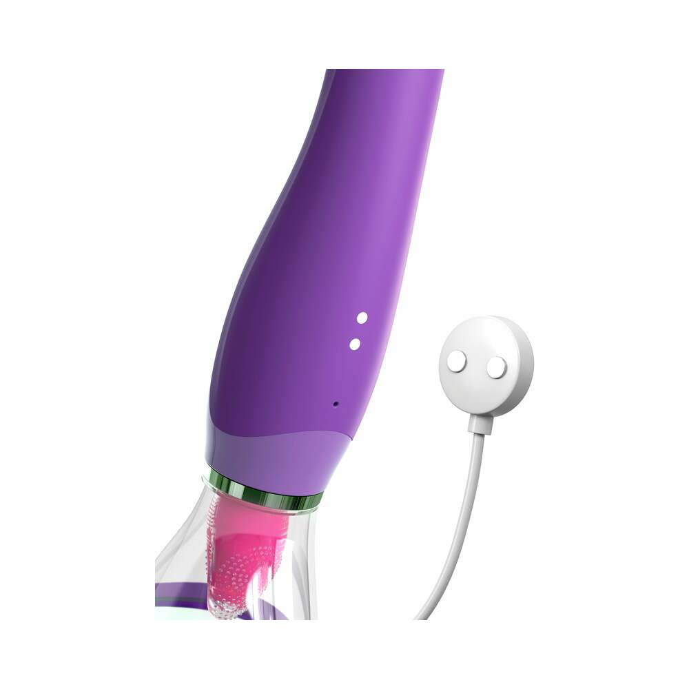 Pipedream Fantasy For Her Her Ultimate Pleasure Dual-Ended Vibrator With Licking Suction Purple - Zateo Joy