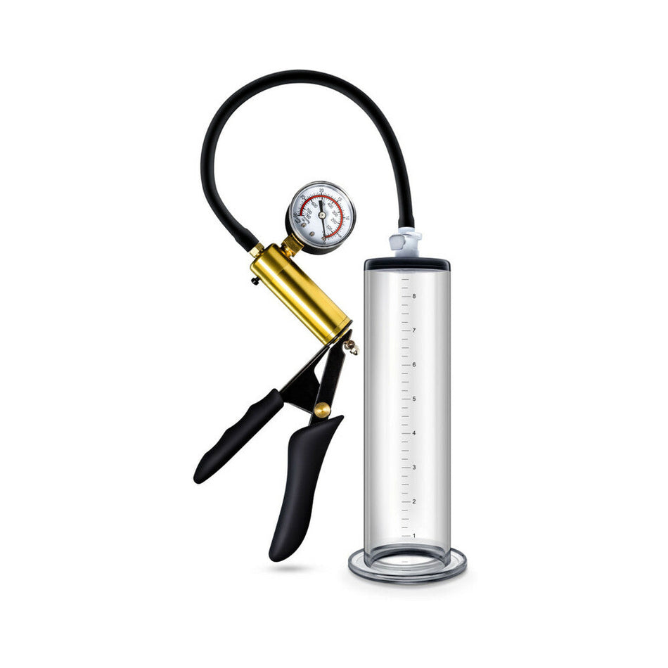 Blush Performance VX6 Vacuum Penis Pump with Brass Pistol & Pressure Gauge Clear - Zateo Joy