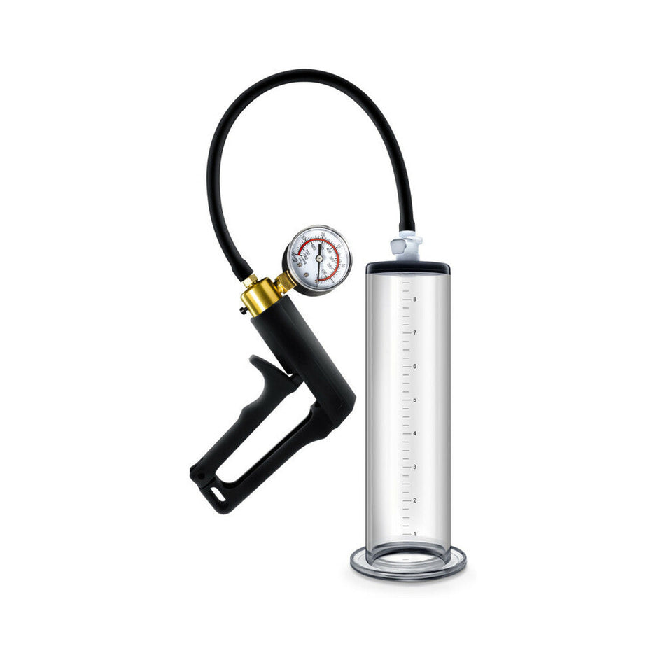 Blush Performance VX7 Vacuum Penis Pump with Brass Trigger & Pressure Gauge Clear - Zateo Joy