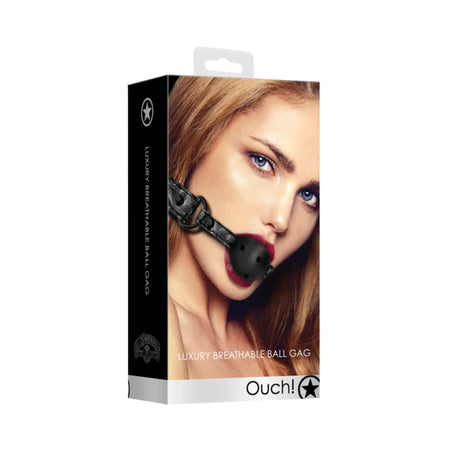 Ouch! Luxury Adjustable Breathable Ball Gag Black - Zateo Joy