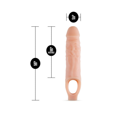 Blush Performance Plus 9 in. Silicone Cock Sheath Penis Extender Sling Beige - Zateo Joy