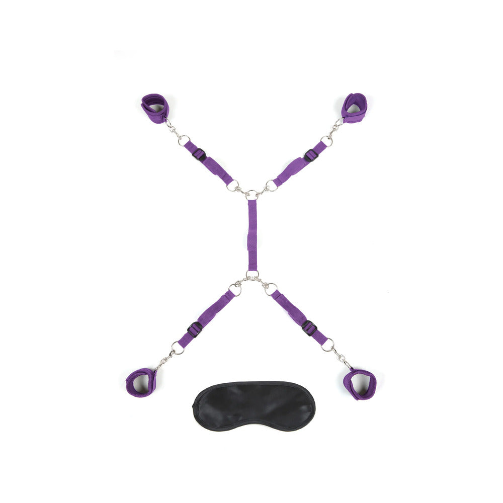 Lux Fetish 7-Piece Bed Spreader Playful Restraint System Purple - Zateo Joy