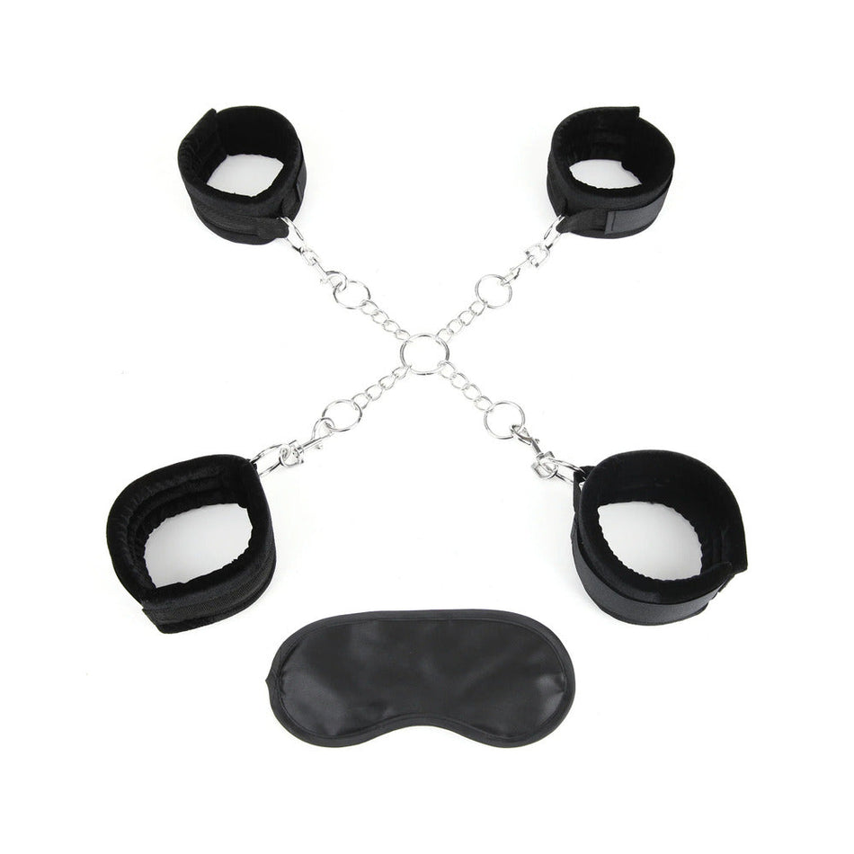 Lux Fetish Deluxe Chain Hog Tie with 4-Piece Cuff Set - Zateo Joy