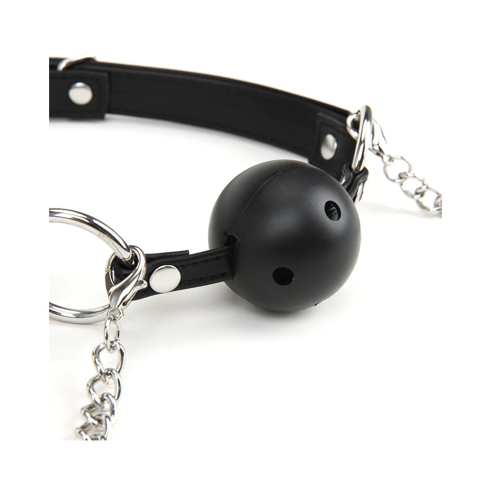 Lux Fetish Breathable Ball Gag with Adjustable Pressure Nipple Clamps - Zateo Joy