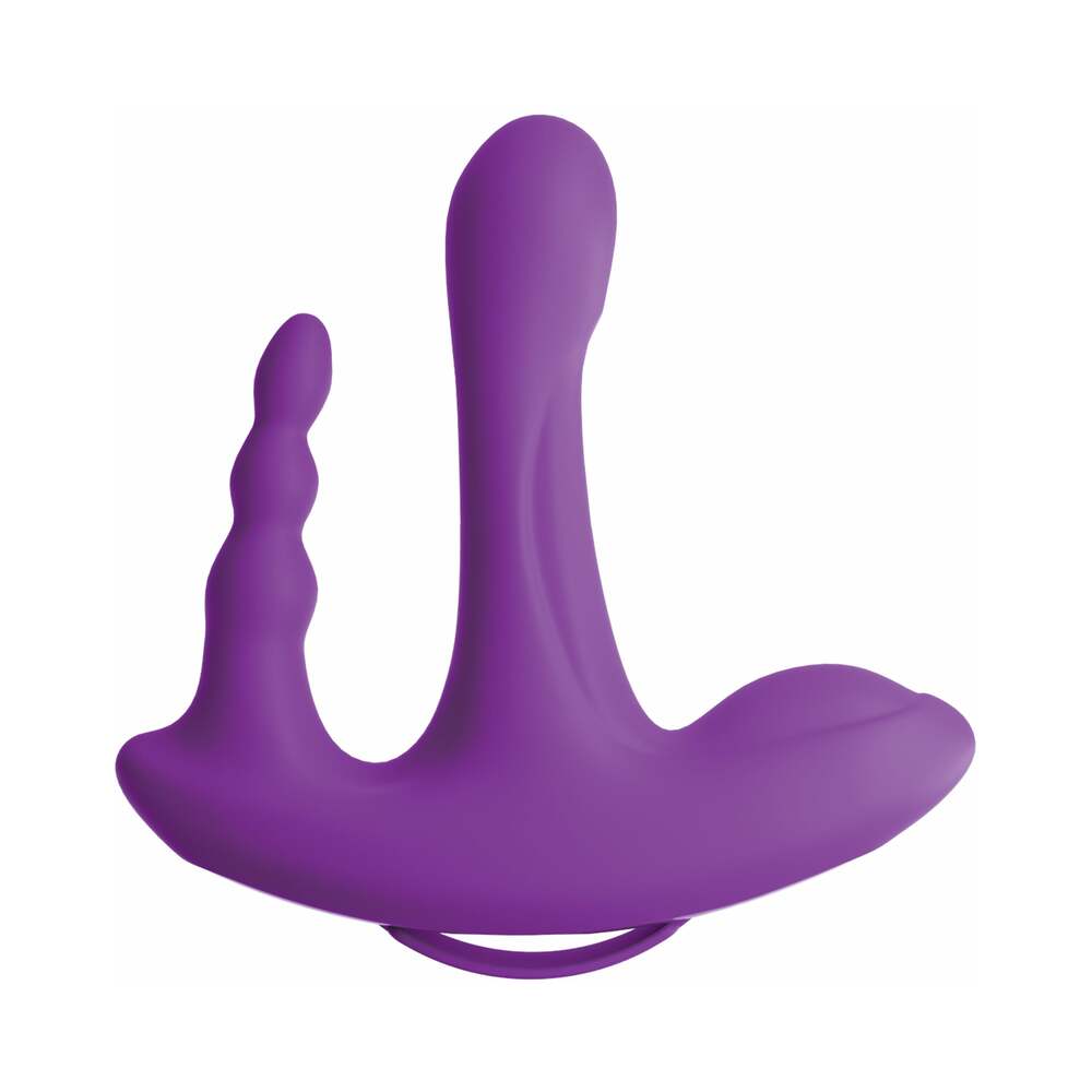 Pipedream 3Some Rock n' Ride Triple Stimulation Silicone Vibrator Purple - Zateo Joy