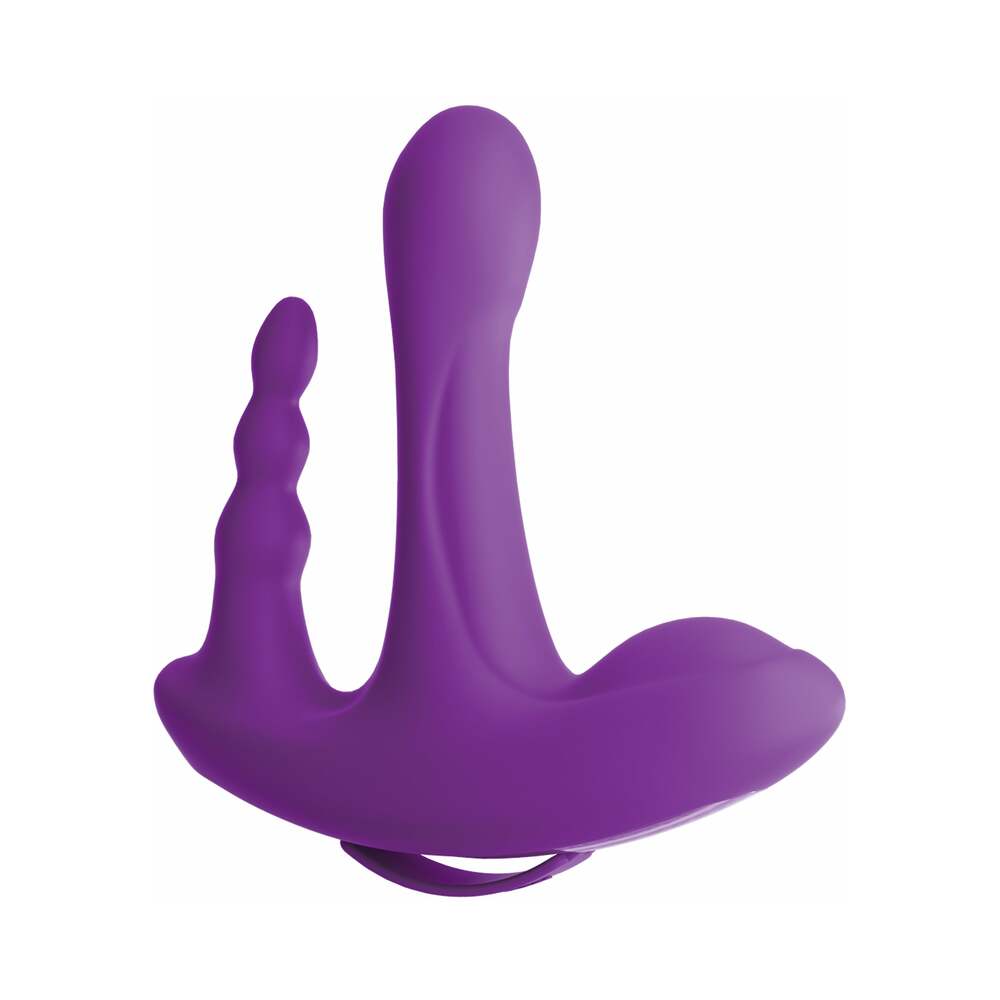 Pipedream 3Some Rock n' Ride Triple Stimulation Silicone Vibrator Purple - Zateo Joy