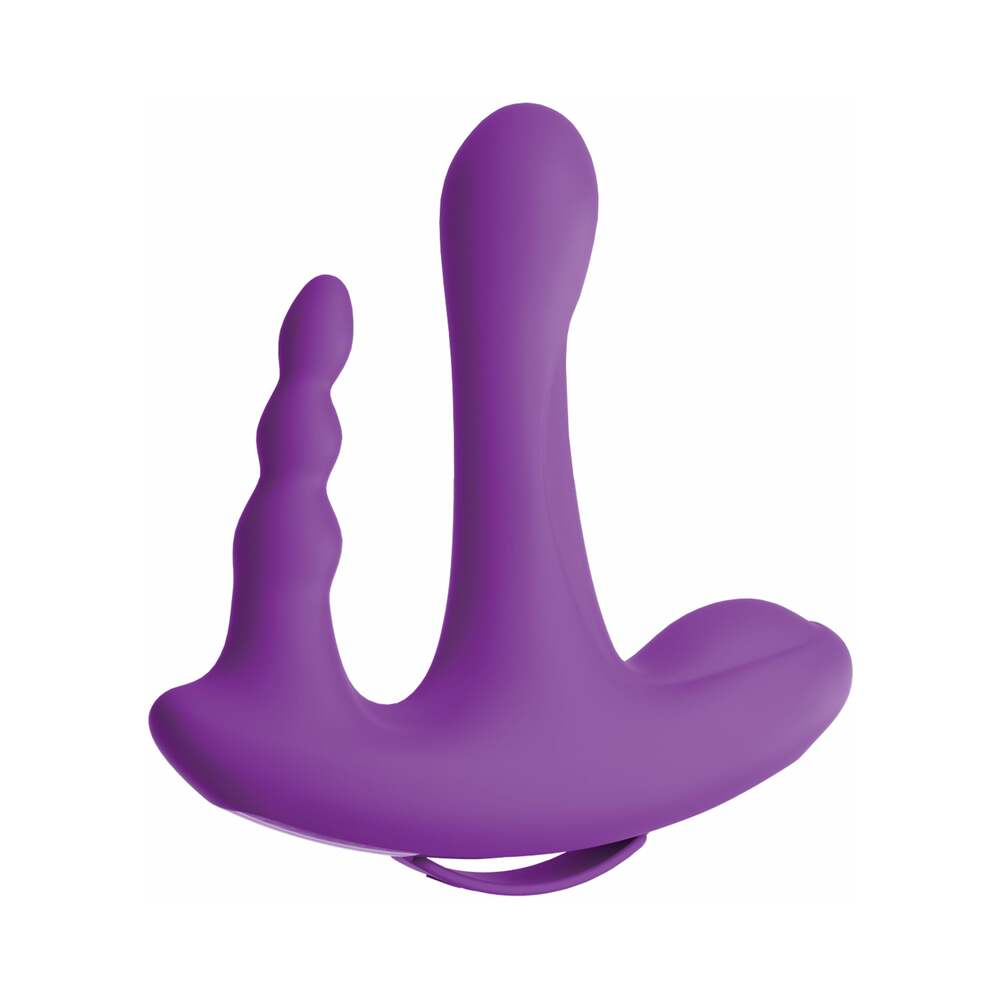 Pipedream 3Some Rock n' Ride Triple Stimulation Silicone Vibrator Purple - Zateo Joy