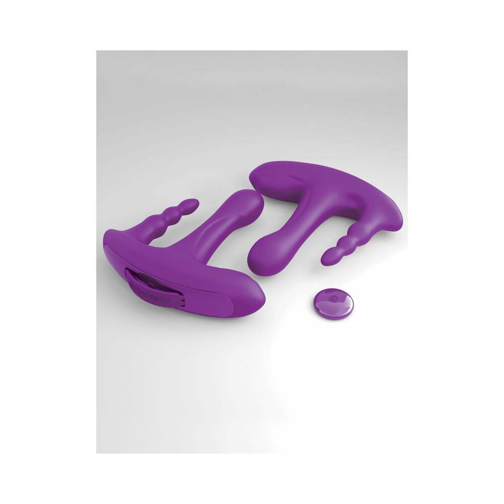 Pipedream 3Some Rock n' Ride Triple Stimulation Silicone Vibrator Purple - Zateo Joy