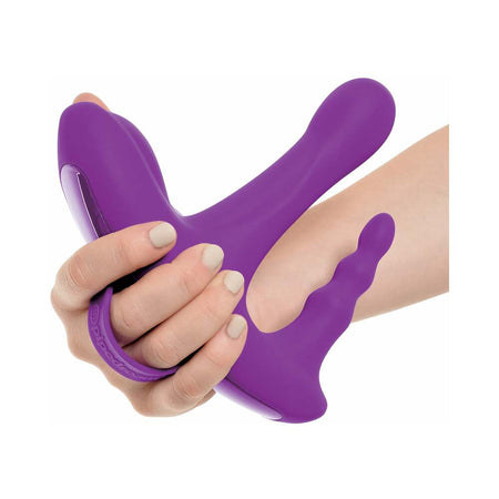 Pipedream 3Some Rock n' Ride Triple Stimulation Silicone Vibrator Purple - Zateo Joy