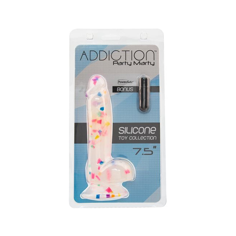 Addiction Silicone Toy Collection Party Marty 7.5 in. Dildo Frost Confetti - Zateo Joy