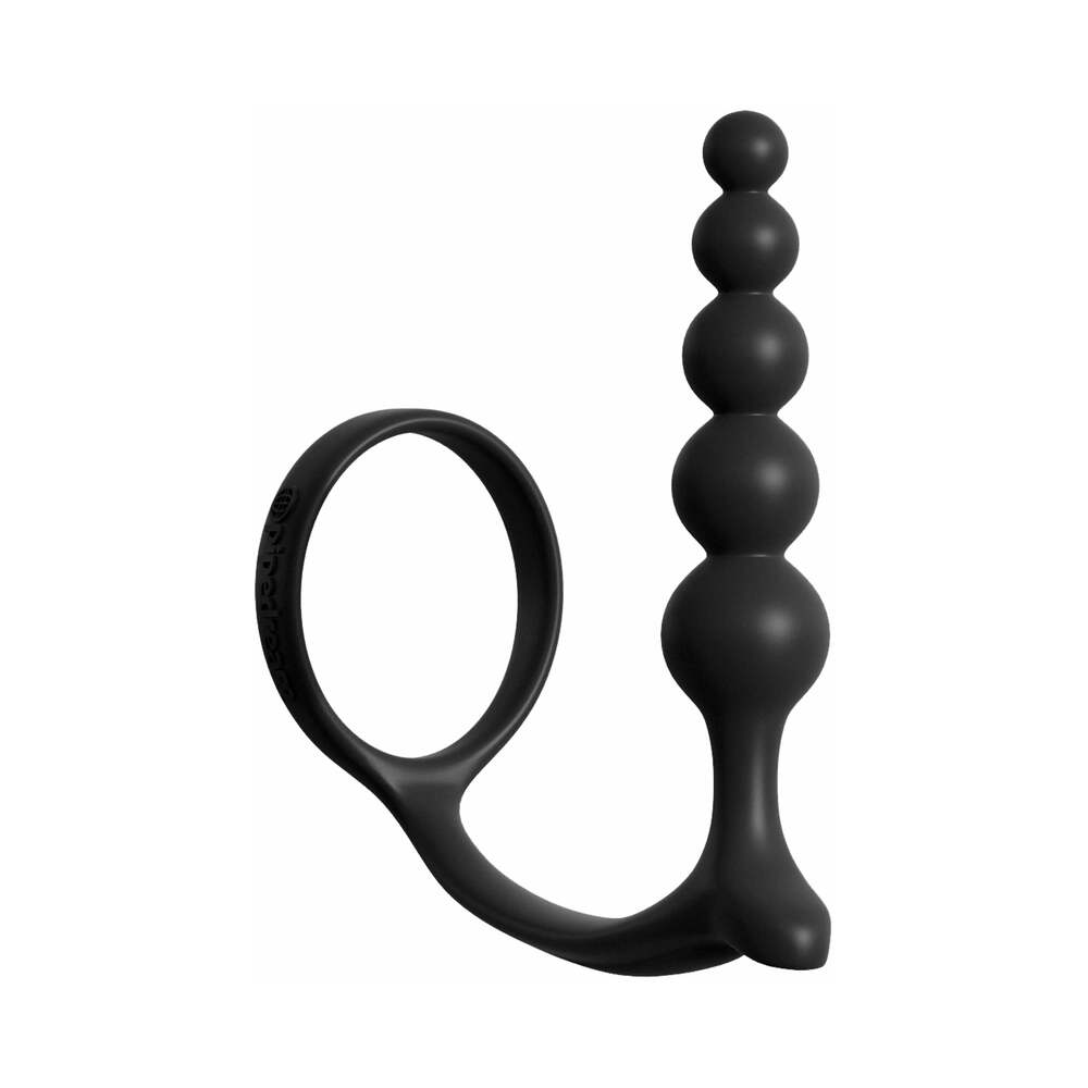 Pipedream Anal Fantasy Collection Silicone Ass-Gasm Cockring Anal Beads Black - Zateo Joy