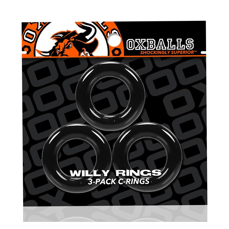 Oxballs Willy Rings 3-Pack Cockrings O/S Black - Zateo Joy