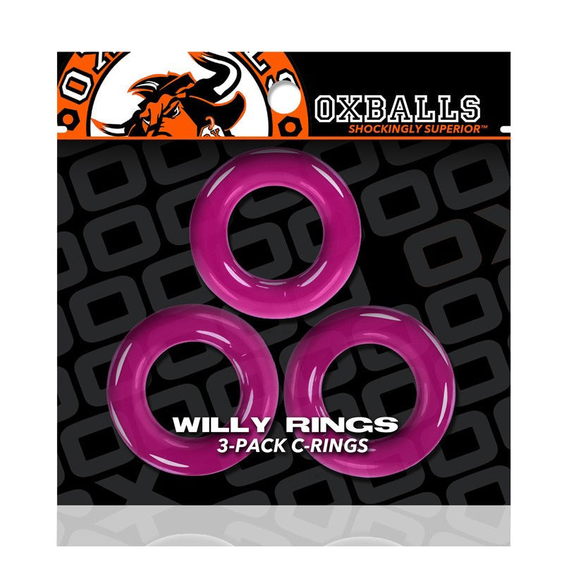 Oxballs Willy Rings 3-Pack Cockrings O/S Hot Pink - Zateo Joy
