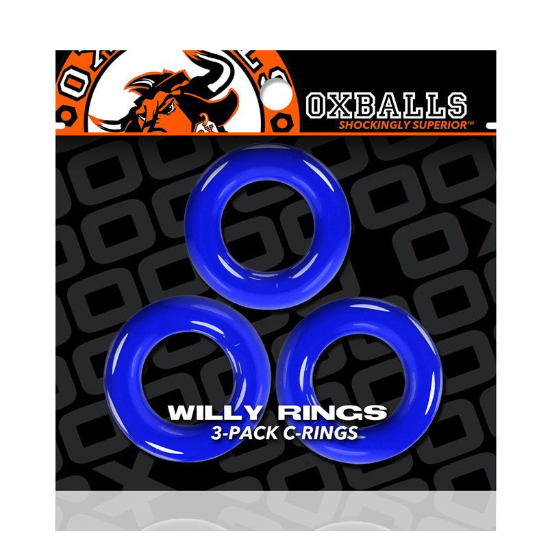 Oxballs Willy Rings 3-Pack Cockrings O/S Police Blue - Zateo Joy