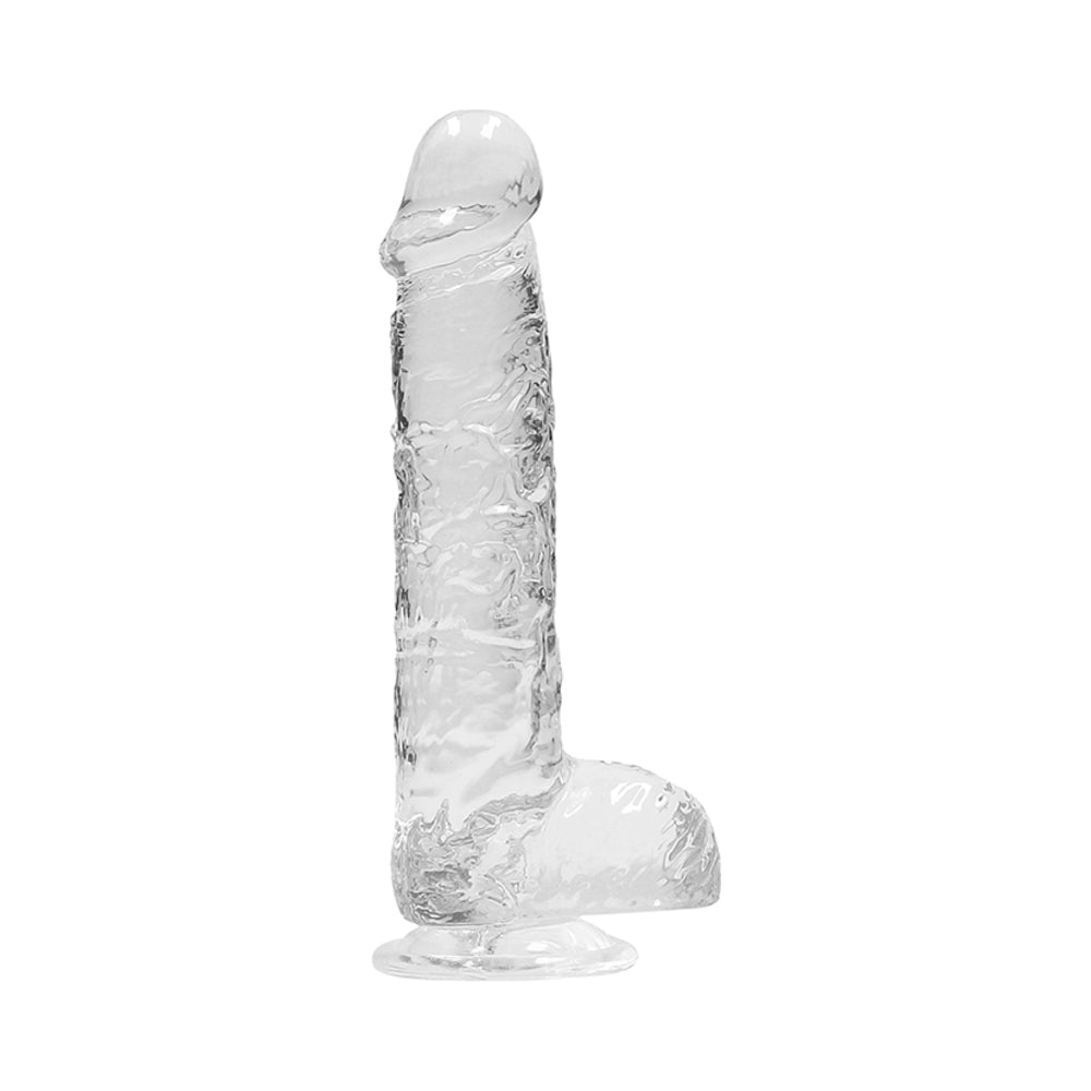 RealRock Crystal Clear Realistic 6 in. Dildo With Balls and Suction Cup Clear - Zateo Joy