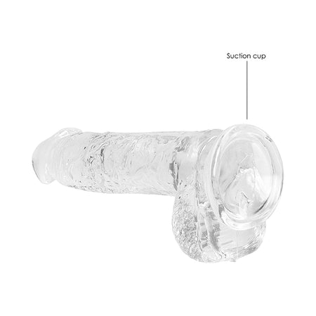 RealRock Crystal Clear Realistic 6 in. Dildo With Balls and Suction Cup Clear - Zateo Joy