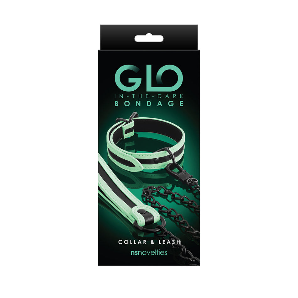 GLO Bondage Collar & Leash Green - Zateo Joy