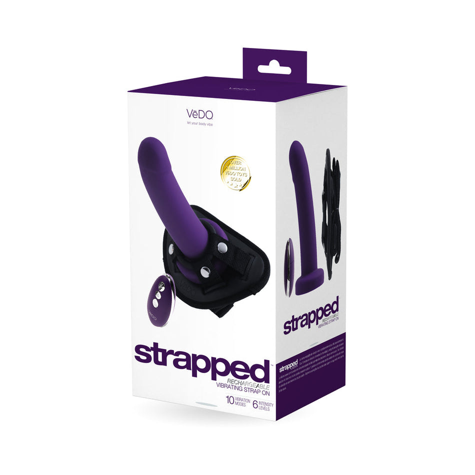 Vedo Strapped Rechargeable Vibrating Strap-On Deep Purple - Zateo Joy