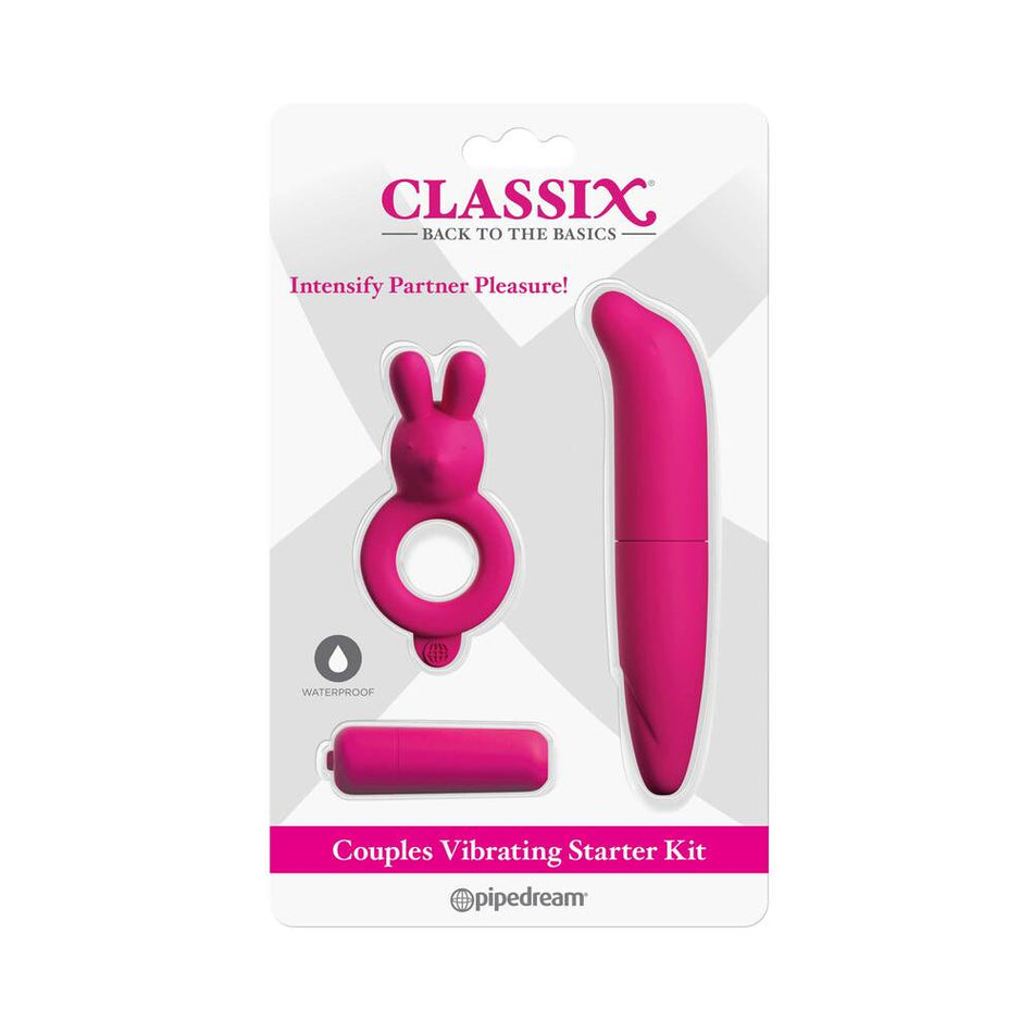 Pipedream Classix 3-Piece Couples Vibrating Starter Kit Pink - Zateo Joy