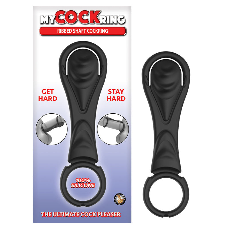 My Cockring Ribbed Shaft Cockring Black - Zateo Joy