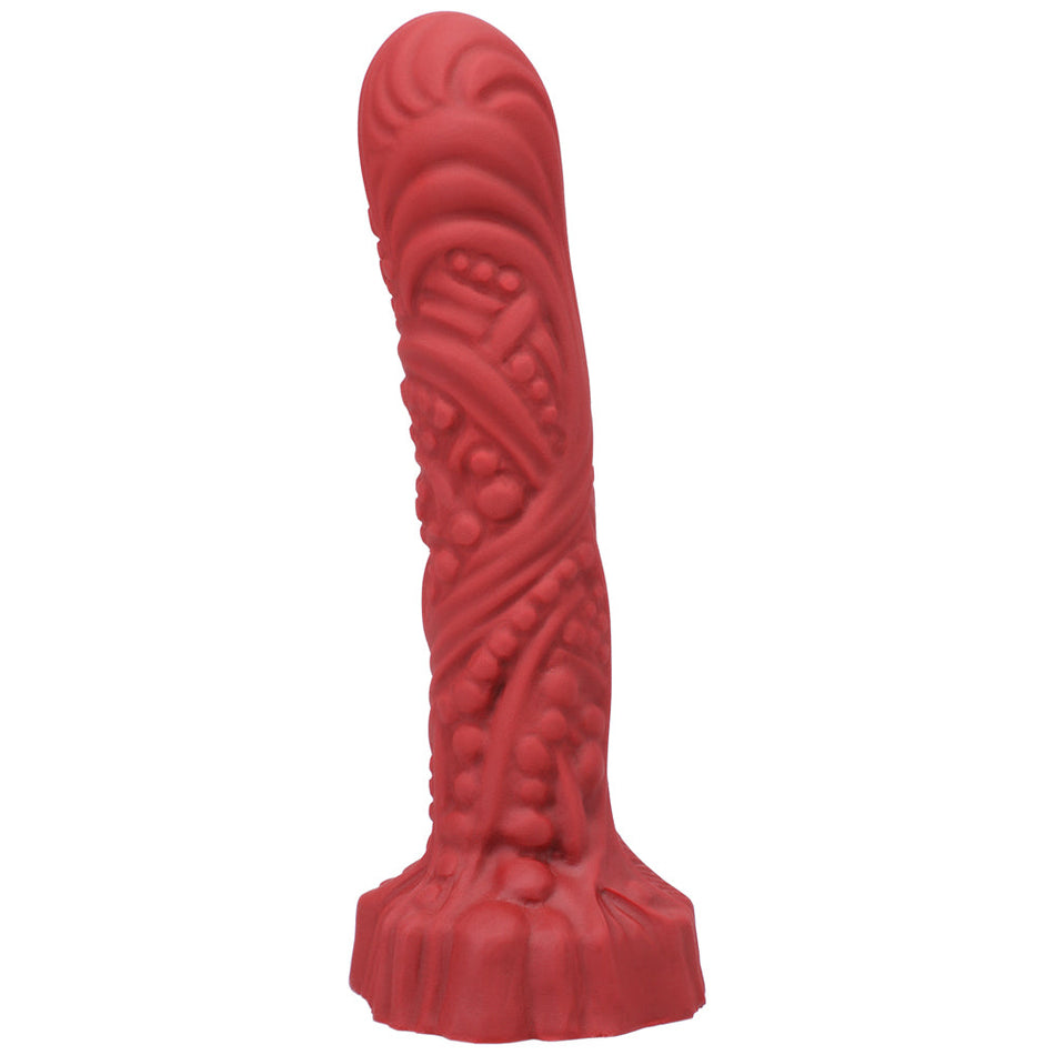 Tantus Groove Textured Dildo True Blood Red (bag) - Zateo Joy