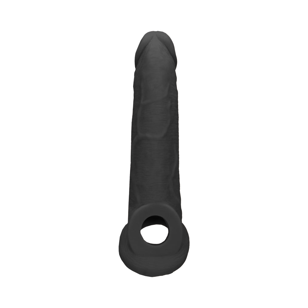 RealRock Realistic 9 in. Penis Sleeve Extender Sling Black - Zateo Joy