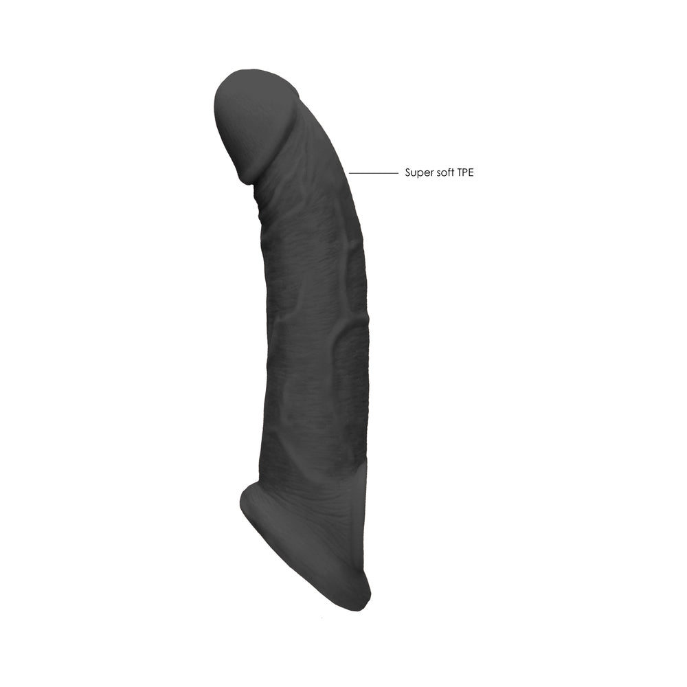 RealRock Realistic 9 in. Penis Sleeve Extender Sling Black - Zateo Joy