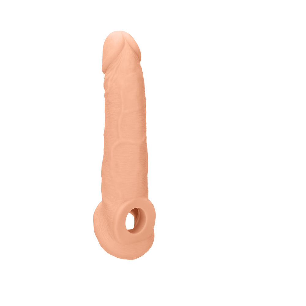 RealRock Realistic 9 in. Penis Sleeve Extender Sling Beige - Zateo Joy