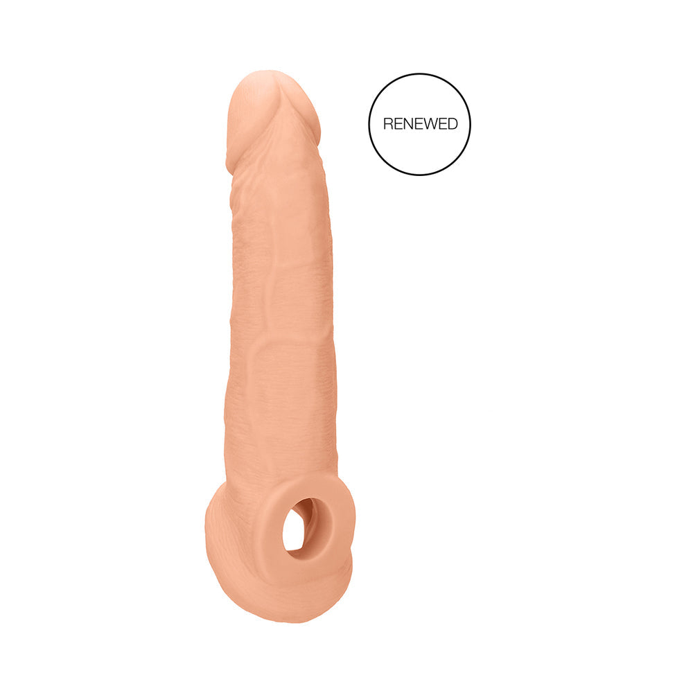 RealRock Realistic 9 in. Penis Sleeve Extender Sling Beige - Zateo Joy