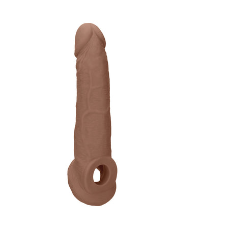 RealRock Realistic 9 in. Penis Sleeve Extender Sling Tan - Zateo Joy