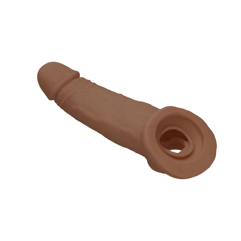 RealRock Realistic 9 in. Penis Sleeve Extender Sling Tan - Zateo Joy