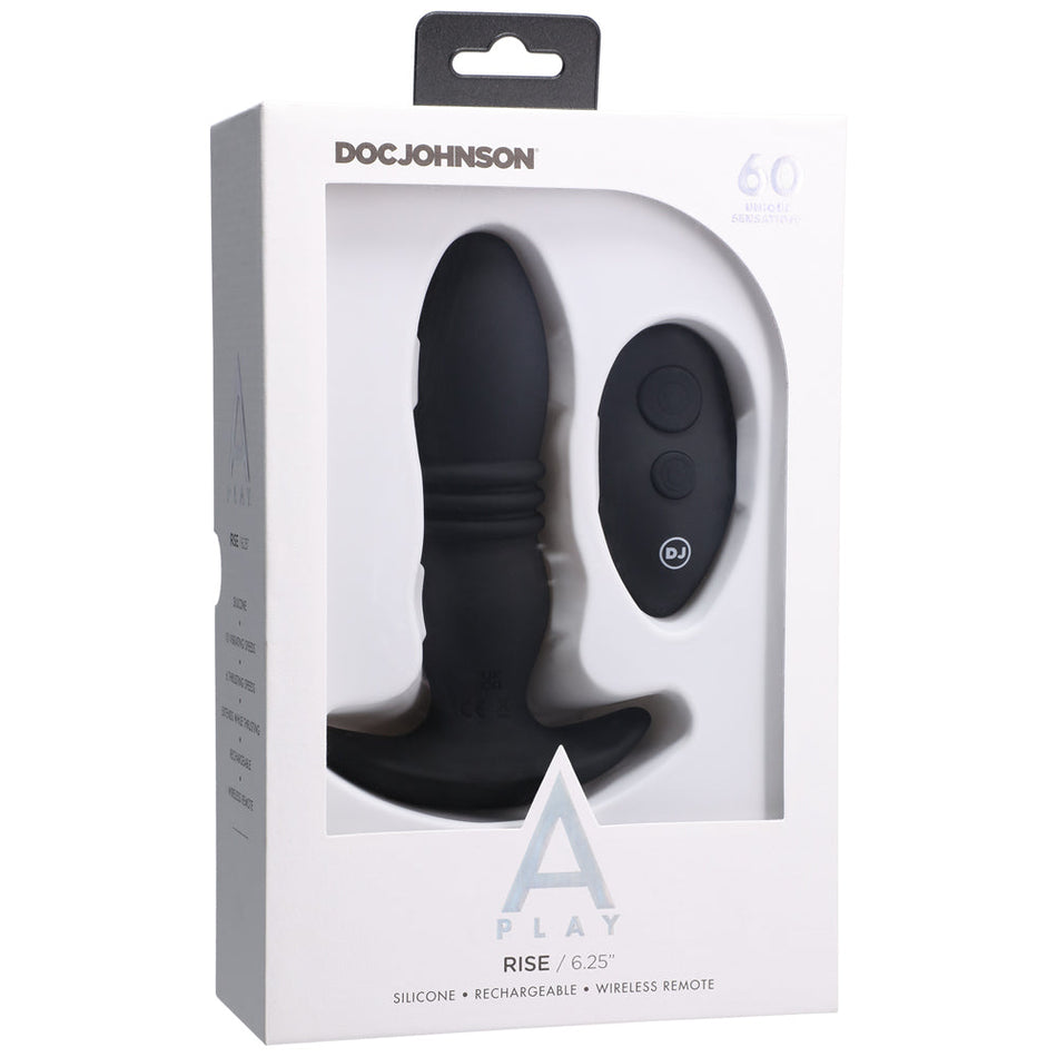 A-Play RISE Rechargeable Silicone Anal Plug with Remote Black - Zateo Joy