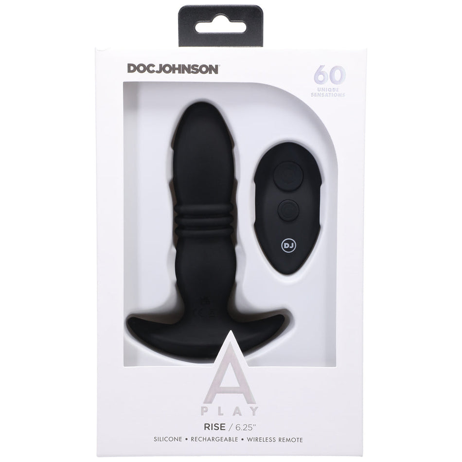 A-Play RISE Rechargeable Silicone Anal Plug with Remote Black - Zateo Joy