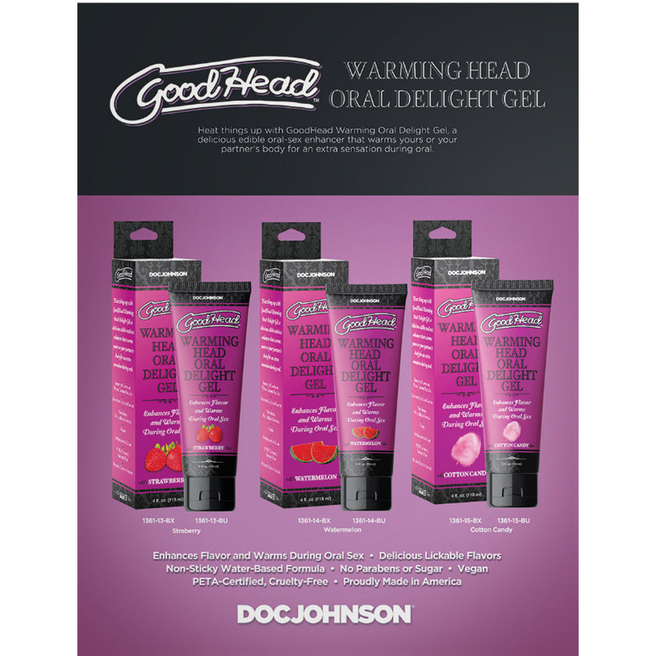 GoodHead Warming Head Oral Delight Gel Watermelon 4 oz. Bulk - Zateo Joy