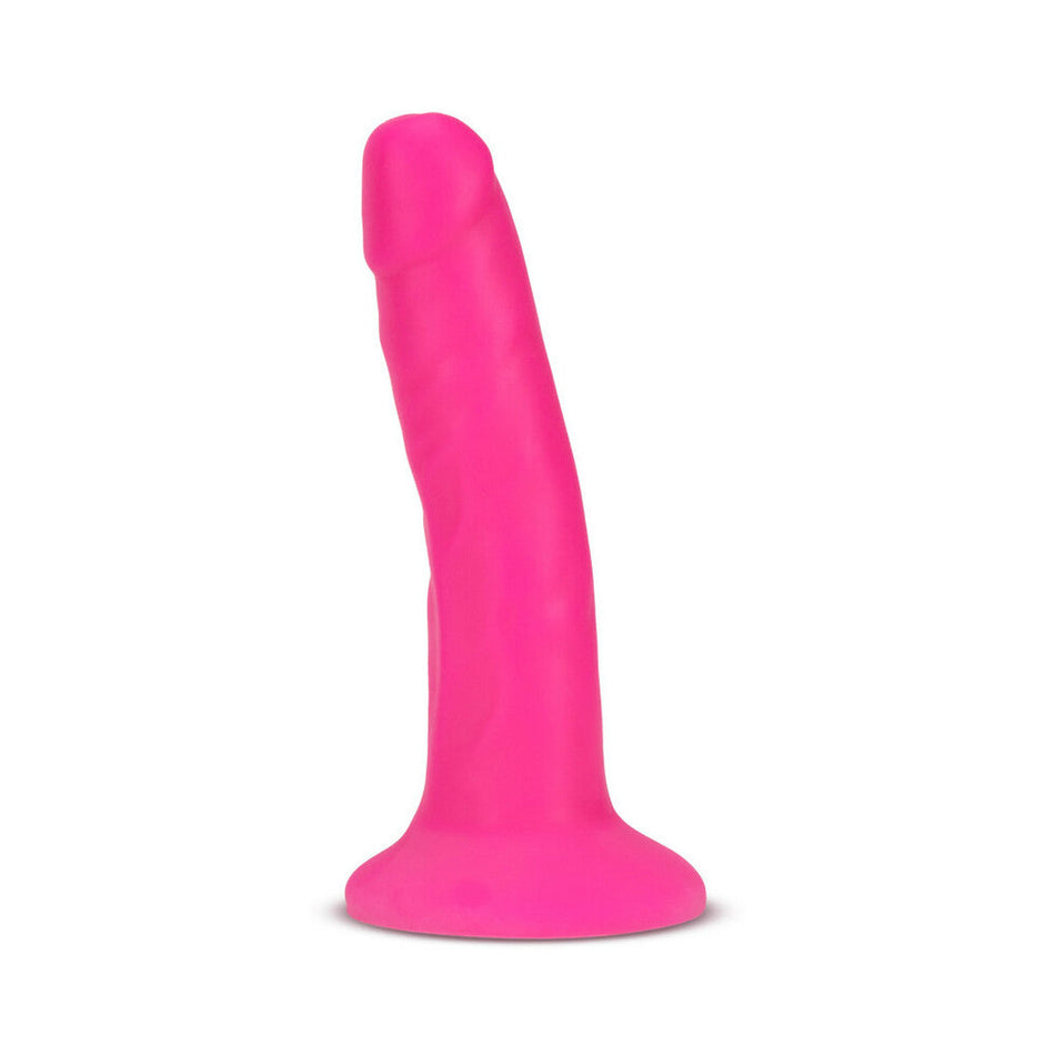 Blush Neo Elite 6 in. Silicone Dual Density Dildo with Suction Cup Neon Pink - Zateo Joy