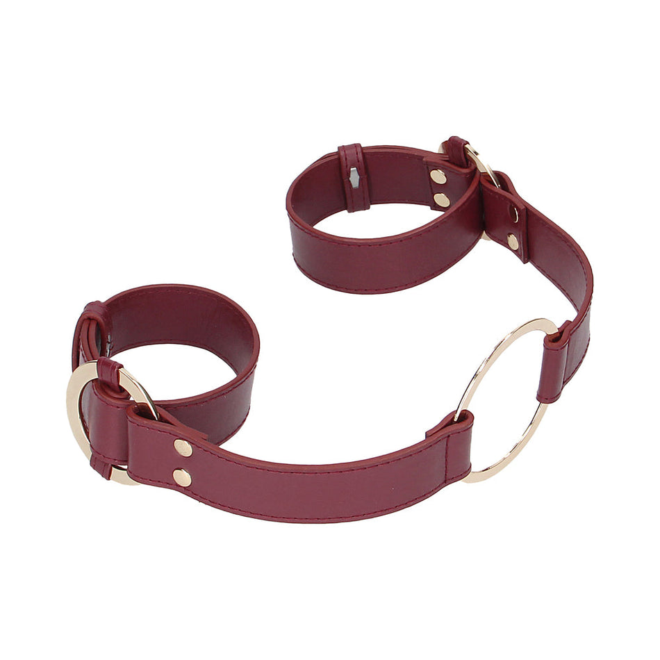 Ouch! Halo Ringed Handcuffs With Connector Burgundy - Zateo Joy