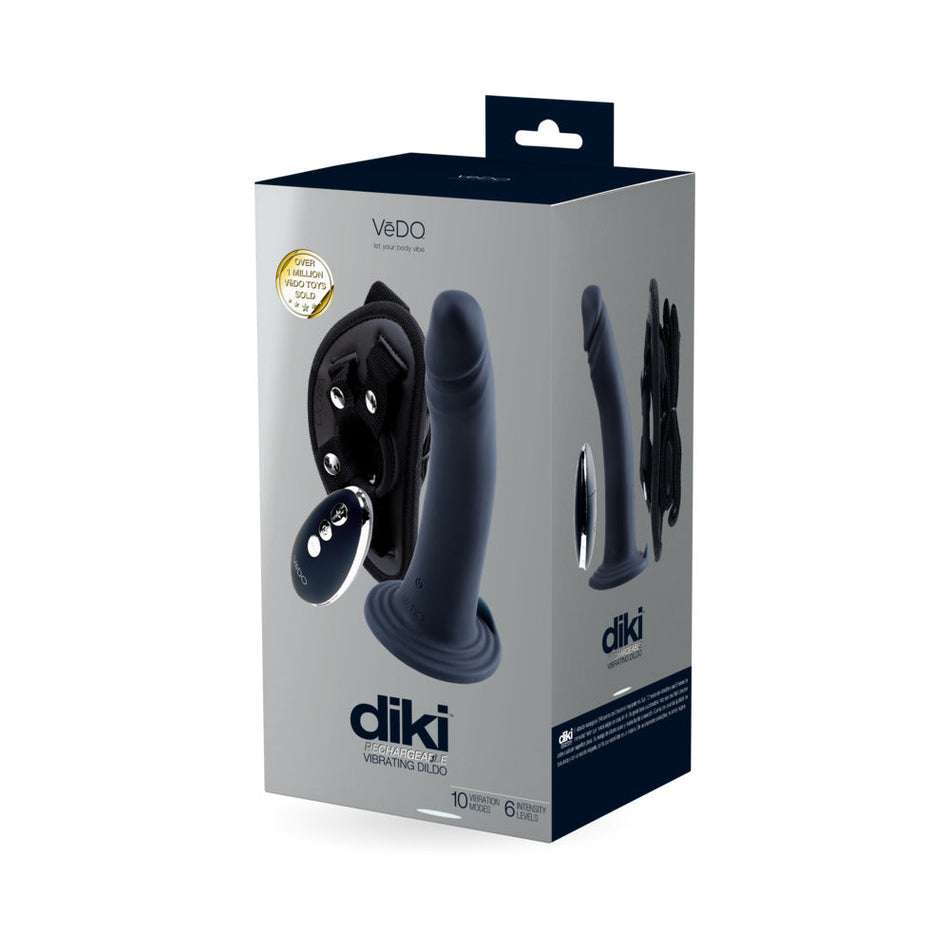 Vedo Diki Rechargeable Vibrating Dildo With Harness Just Black - Zateo Joy