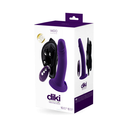 Vedo Diki Rechargeable Vibrating Dildo With Harness Deep Purple - Zateo Joy