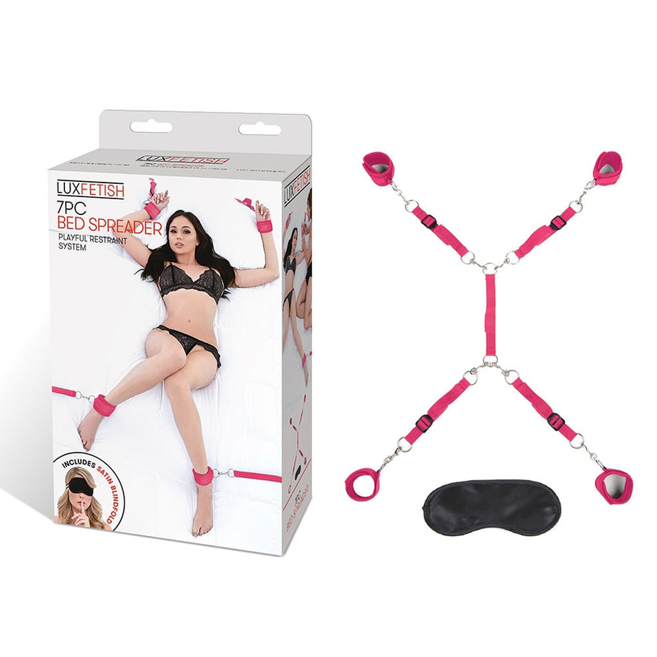 Lux Fetish 7-Piece Bed Spreader Playful Restraint System Hot Pink - Zateo Joy