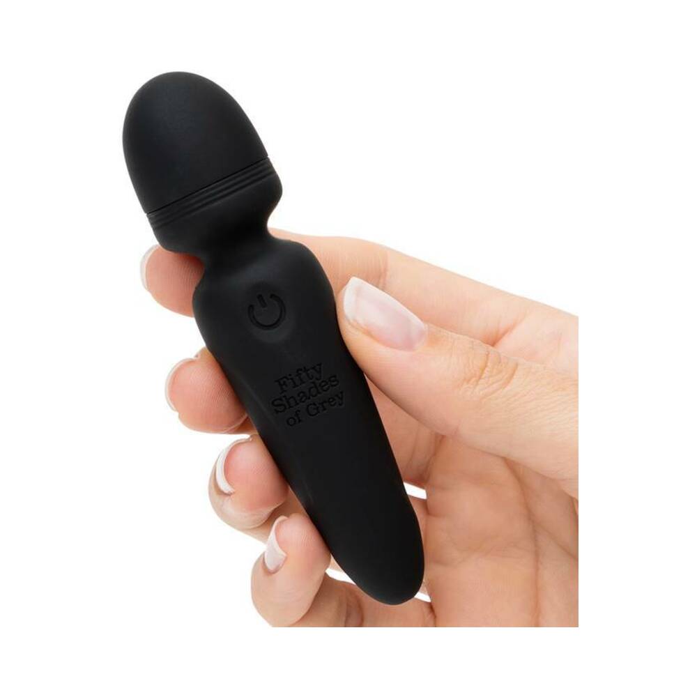 Fifty Shades of Grey Sensation Rechargeable Silicone Mini Wand Vibrator Black - Zateo Joy