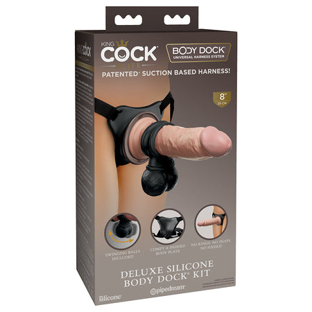 King Cock Elite Deluxe Silicone Body Dock Kit Beige/Black - Zateo Joy