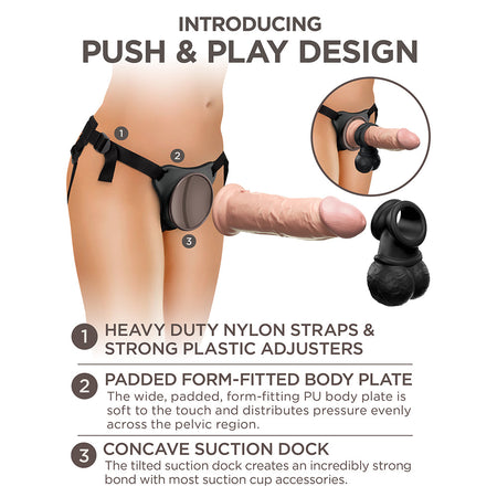 King Cock Elite Deluxe Silicone Body Dock Kit Beige/Black - Zateo Joy