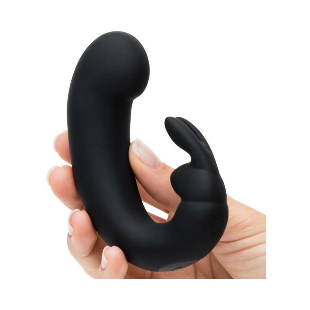 Fifty Shades of Grey Sensation Rechargeable Silicone G-Spot Rabbit Vibrator Black - Zateo Joy